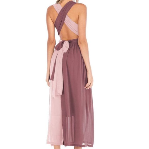 NWT Pink/Rose Open Back Chiffon Maxi Dress. - Picture 4 of 4